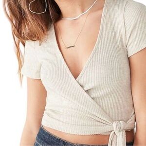 Abercrombie & fitch ribbed wrap tie front top
